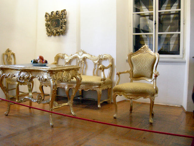 Old furniture inside Bled Castle.
