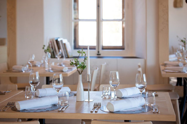 A dining table at Bled Castle Restaurant in Bled