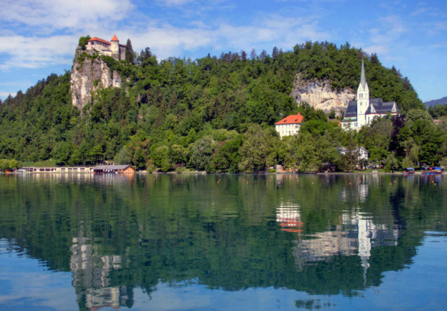 Bled Castle perched 130 metres high above Lake Bled