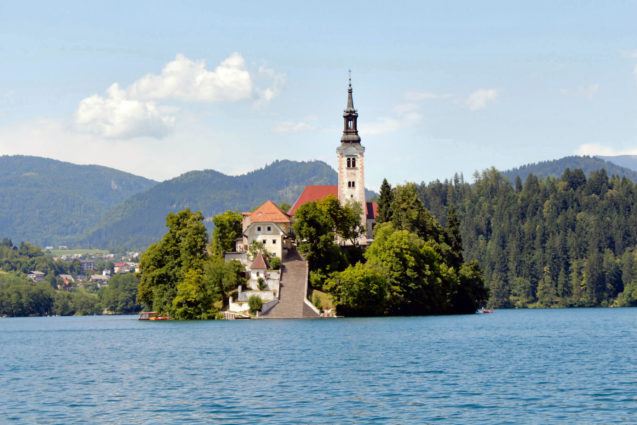 Lake Bled and its island with a church