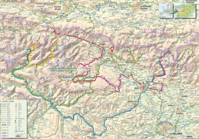 Motorcycling routes in Gorenjska, Slovenia on the map