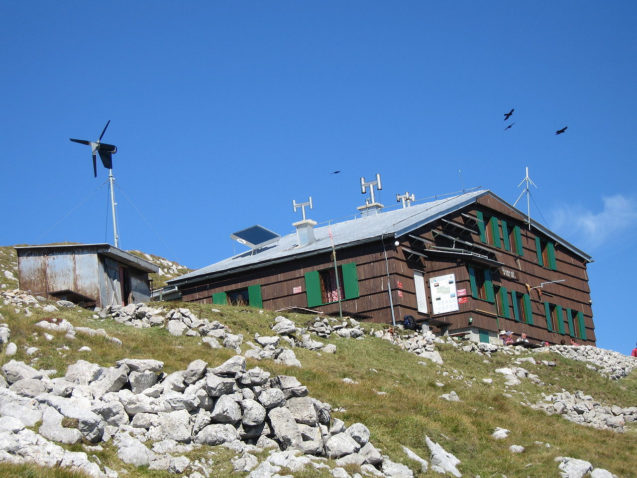 Exterior of Preseren Mountain Hut beneath Stol in Zirovnica