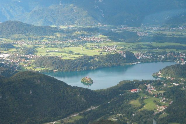 Panoramic flights over Lake Bled in Slovenia