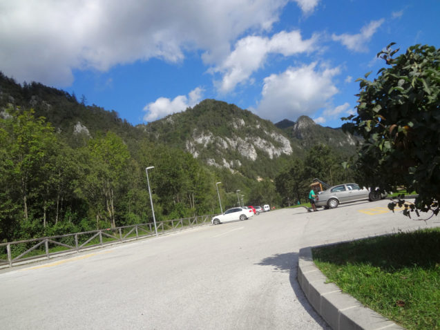 Parking lot next to Zavrsnica Reservoir in Zavrsnica Valley in Zirovnica
