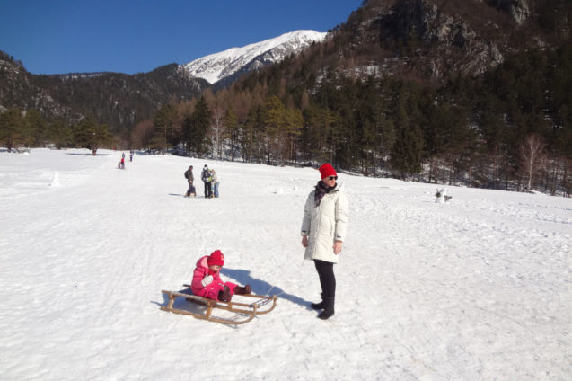 Sledding area for children near Bled in Slovenia