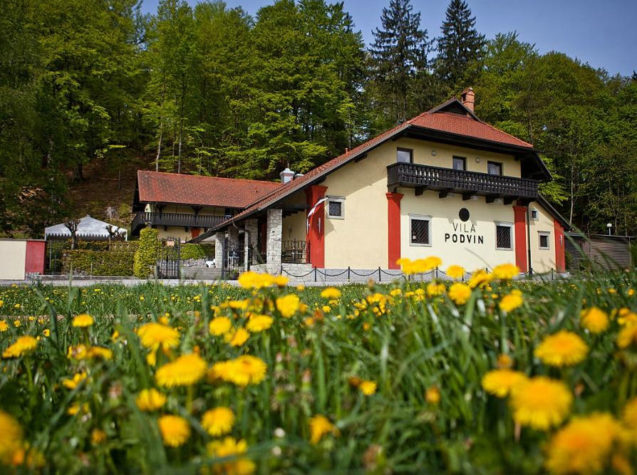 Exterior of Restaurant Vila Podvin in Slovenia