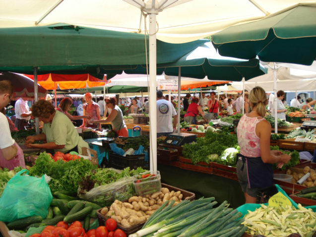 View of Open market in Ljubljana, Slovenia