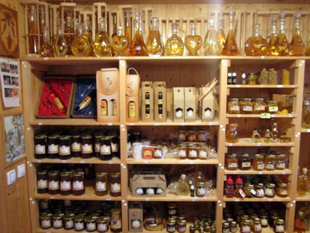 Interior of Beekeeping Noc, a honey and bee products and gifts shop in Zirovnica, Slovenia