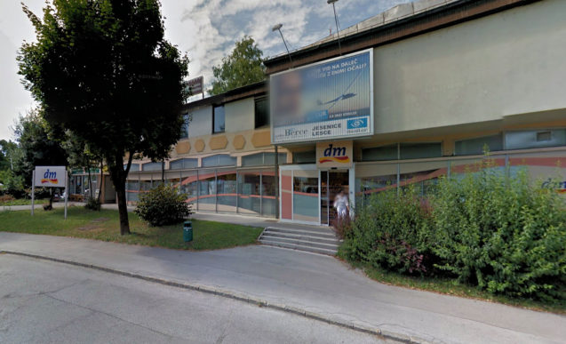 Exterior of DM Drogerie Markt drugstore in Radovljica, Slovenia