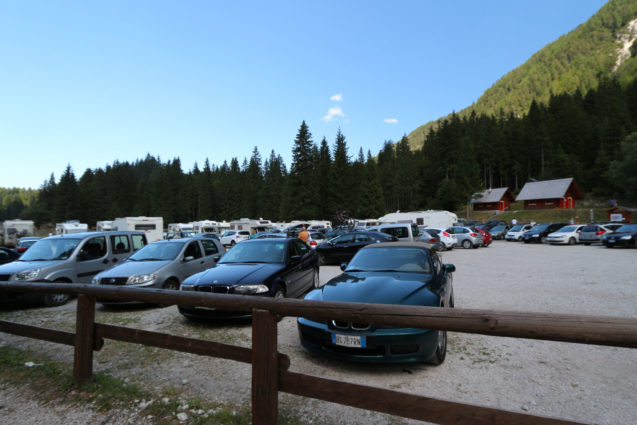 Laghi di Fusine Lakes parking lot