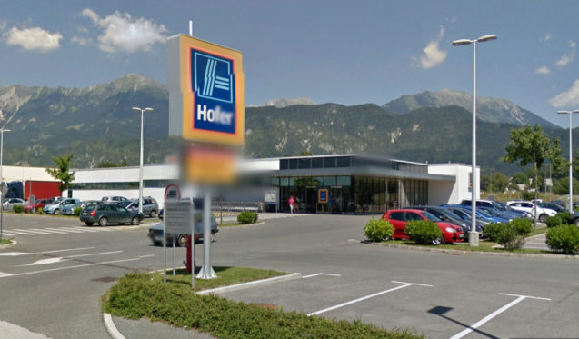 Exterior of Hofer supermarket in Lesce, Slovenia