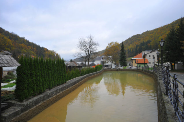 Reservoir and remains of the Lower Ironworks from the 16th century in the village of Kropa, Slovenia