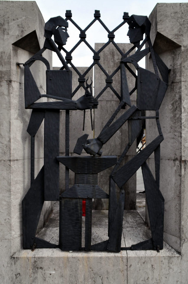 Kropa iron forgers at work monument