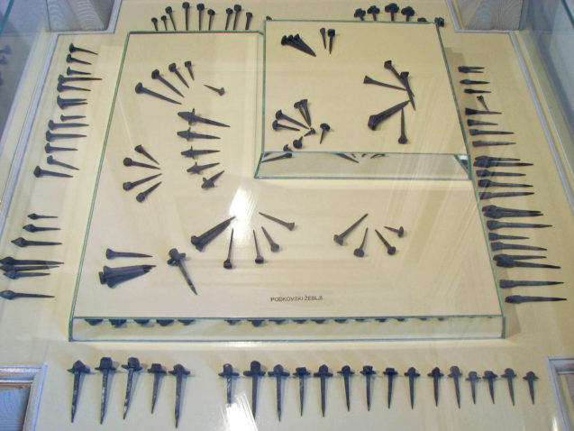 A collection of nails in the Iron Forging Museum in Kropa, Slovenia