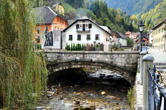 Bridge across the Kroparica river in the center of Kropa