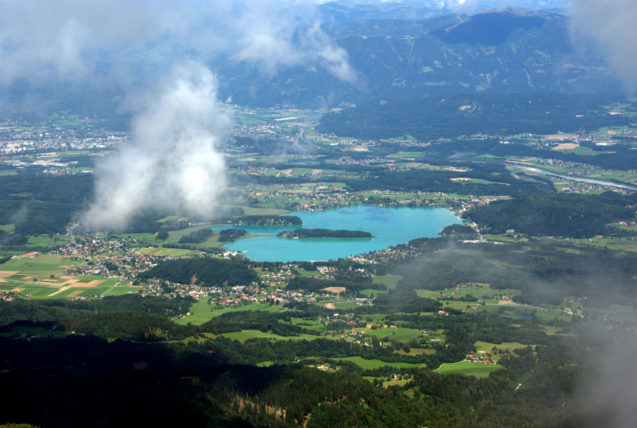 Lake Faaker See in Carinthia, Austria, as seen from the Mt. Kepa