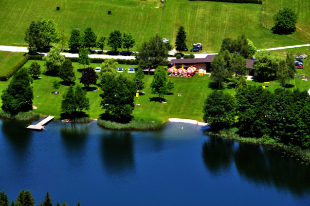 Bathing area at Lake Rauschelesee, Carinthia, Austria