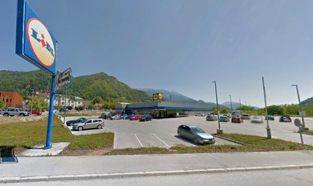 Exterior of Lidl supermarket in Jesenice, Slovenia