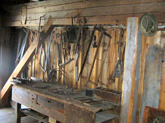 Carpentry tools inside Liznjek House in Kranjska Gora