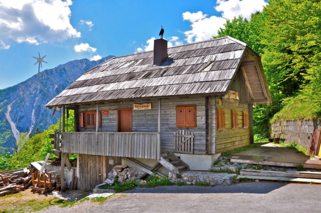 Slovenian alpine hut on the Old Loibl mountain pass