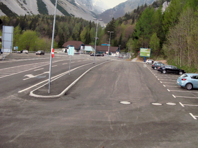 Parking lot at the Loibl Pass