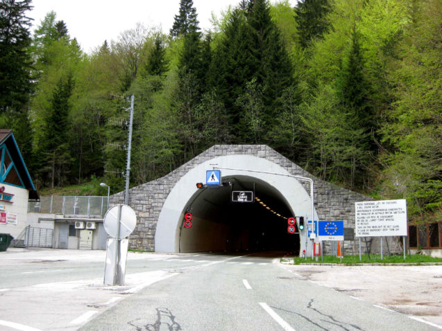 The 1566 meters long Loibl Tunnel connecting Slovenia and Austria