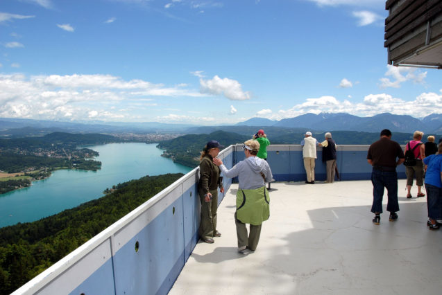 From the Pyramidenkogel Observation Tower you can see for a very wide distance on a clear day