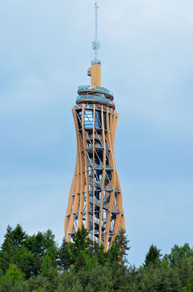 Construction of the Pyramidenkogel observation tower in Carinthia, Austria, was completed in 2013