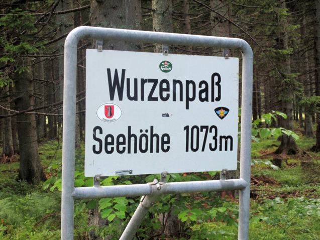Sign with the elevation of Wurzen Pass