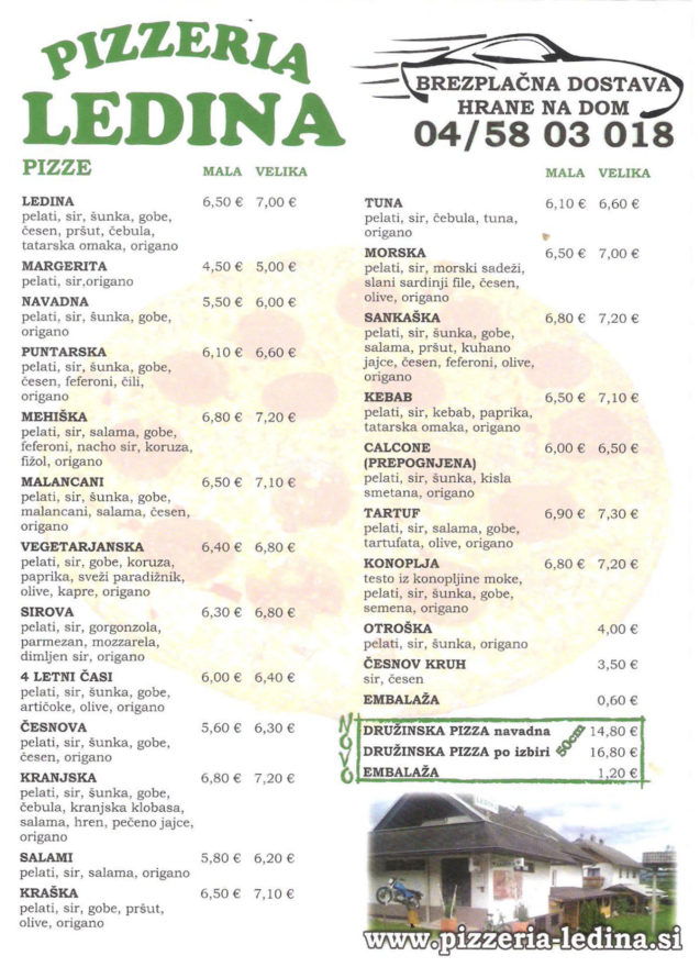 Home Delivery offer for Pizzeria Ledina