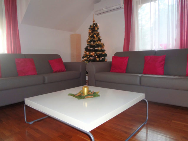 Fine Stay Apartment in Slovenia with a Christmas tree with lights