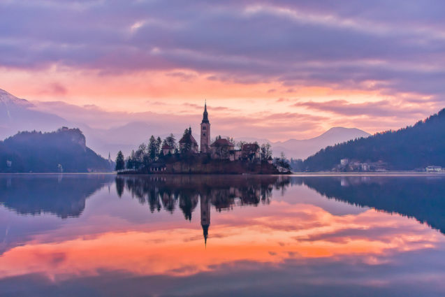 Bled Island at sunset