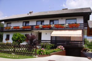 Exterior of holiday apartments in Lake Bled, Slovenia