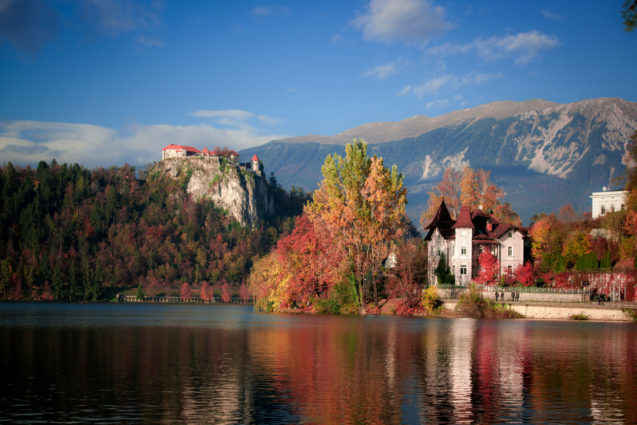 Bled Castle and Lake Bled in autumn