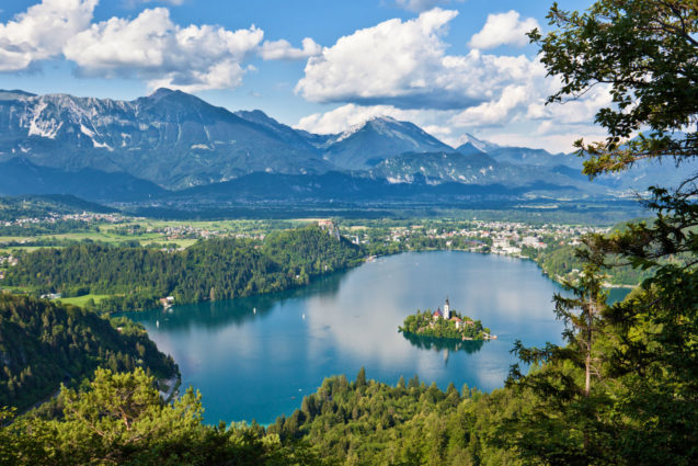 Aerial view of Lake Bled, Slovenia