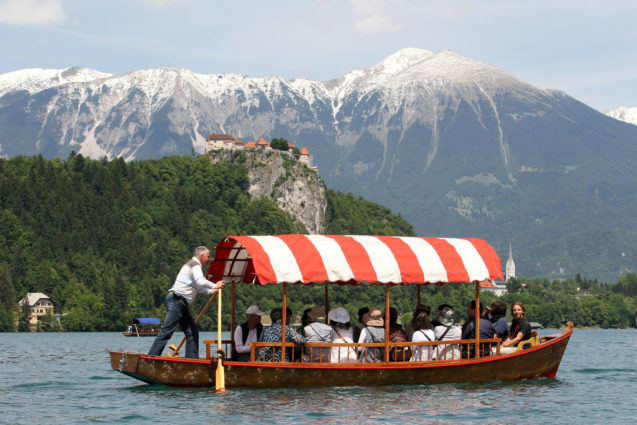 Pletna boat in Lake Bled, Slovenia