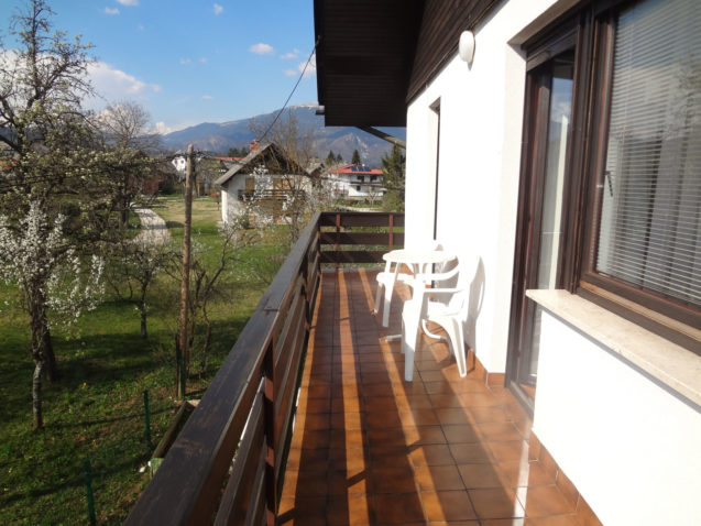 Balcony with garden furniture in Fine Stay Apartments in Lake Bled, Slovenia