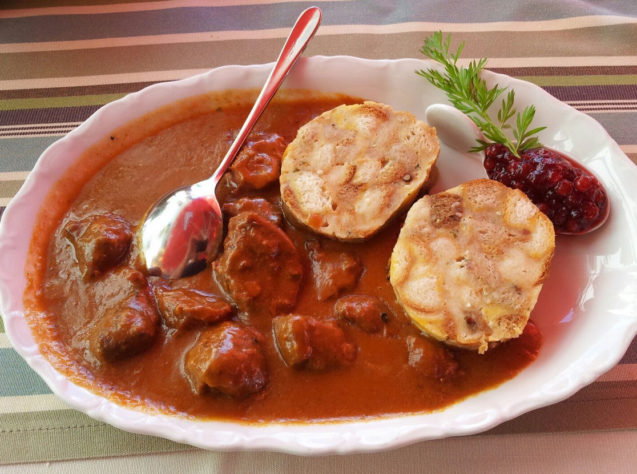 A traditional Slovenian dish at Restaurant Tulipan in Lesce, Slovenia