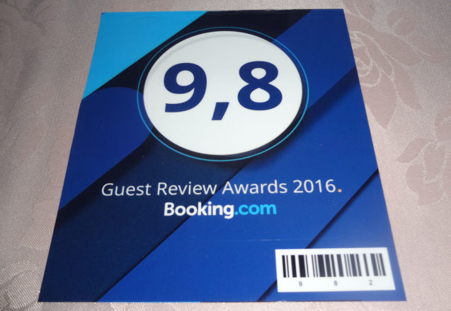 Guest Review Awards 2016 sticker from Booking