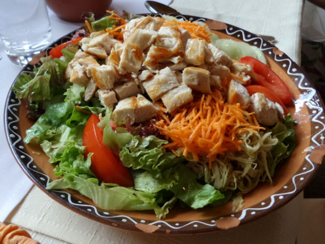 Mixed chicken salad at the Gostilna Murka restaurant in Lake Bled, Slovenia