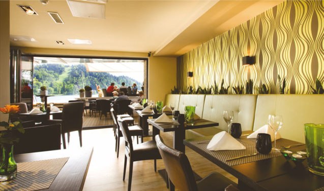 Interior of the Vila Preseren Restaurant and Cafe in Lake Bled, Slovenia