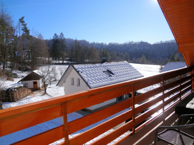 A wintry view from the first balcony of Apartments Fine Stay