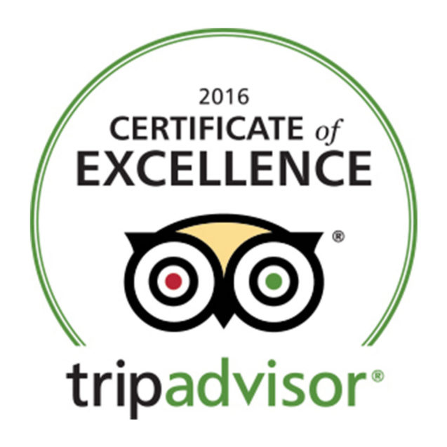 Logo of the Certificate of Excellence award from Tripadvisor for year 2016