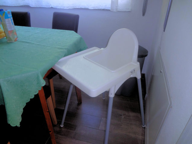 A baby high chair in Apartments Fine Stay in the Lake Bled area of Slovenia