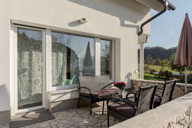 Balcony of the Modern Apartment With Balcony and Terrace, Apartments Fine Stay, Lake Bled area of Slovenia