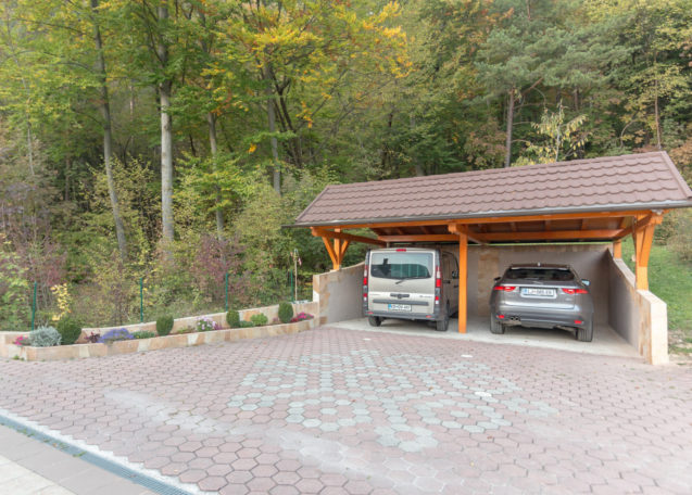 A carport behind the Superior Apartment, Apartments Fine Stay, Lake Bled area of Slovenia