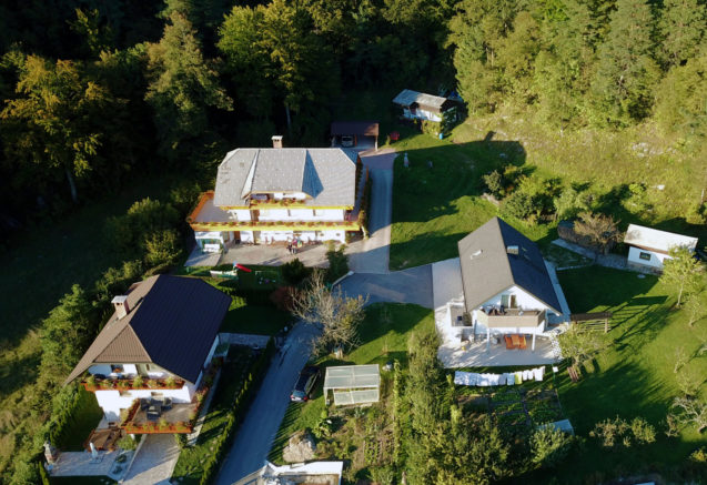 Aerial Drone Photo of Apartments Fine Stay in the Bled area of Slovenia