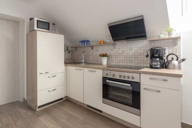 Kitchen of the Modern Apartment With Balcony, Apartments Fine Stay, Lake Bled area of Slovenia