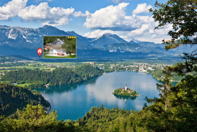 Lake Bled and the location of the Modern Apartment With Balcony in the Bled area of Slovenia