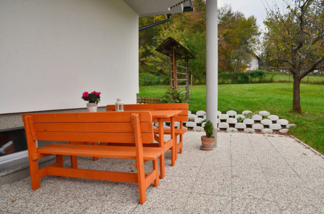 A terrace of Modern Apartment With Balcony, Apartments Fine Stay, Lake Bled area of Slovenia